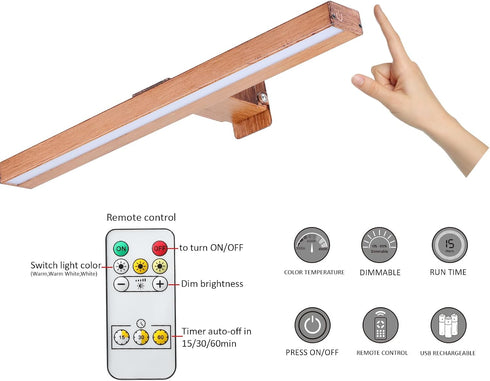 16in Dimmable MIOBLUE LED Picture Light Battery Operated with Remote, Rechargeable Picture Light for Paintings,Metal