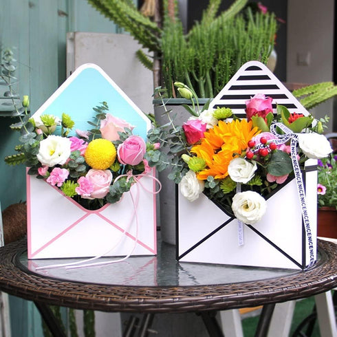 BBJ WRAPS Flower Arrangement Boxes Floral Envelop Box, 5 Counts 8x2.8x5.7 Inch (Assorted Patterns)