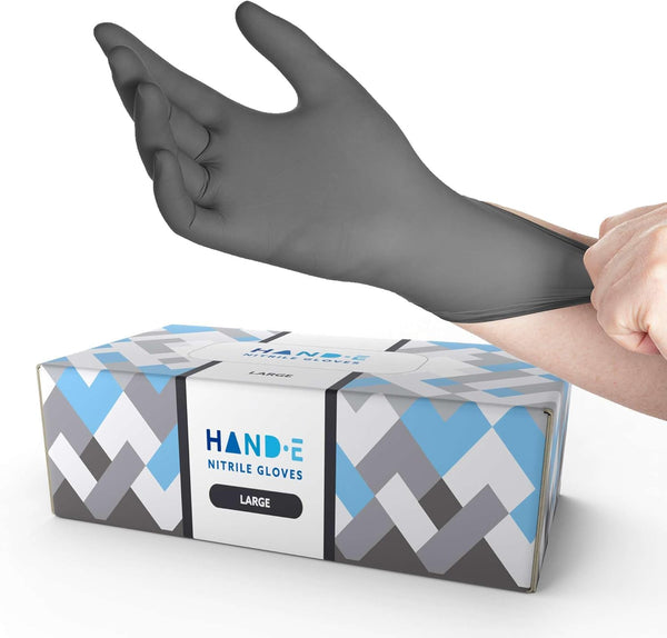 Hand-E Touch Disposable Grey Nitrile Gloves, 100 Count Latex Free Medical Gloves