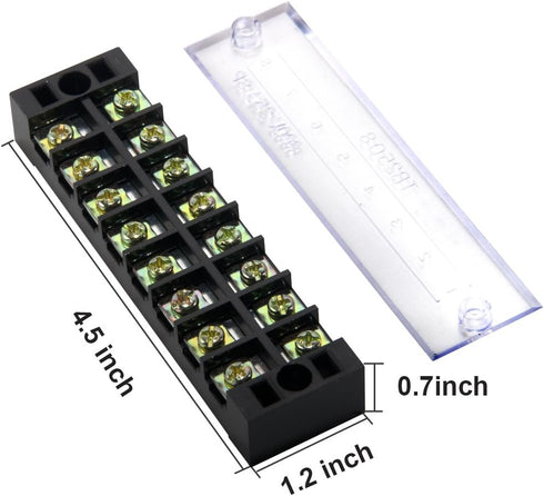 MILAPEAK 8pcs (4 Sets) 8 Positions Dual Row Screw Terminal Strip Blocks with Cover (Black & Red)
