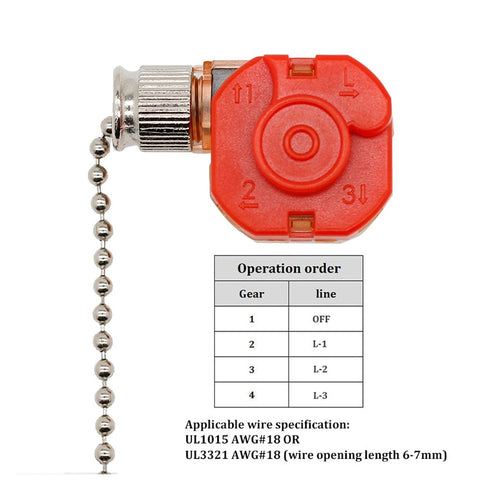 BELLAY 3 4 3089R-2, 1) Ceiling Fan Switch Speed Wire Fan Pull Chain Switch Replacement Speed Control Switch Chandelier