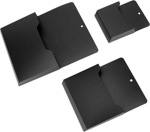 QWORK Multi-Sized Magnetic File Holder Set, 6 Pack Black Polypropylene Organizers with Magnetic Back – Versatile Storage for Home and Office