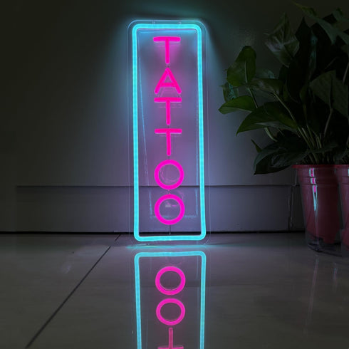 Dimmable Dimmer Friends,16x5.9in(Ice Tattoo Neon Sign,LED Reusable Neon Signs,Arylic Ice Blue Tattoo Shop Sign