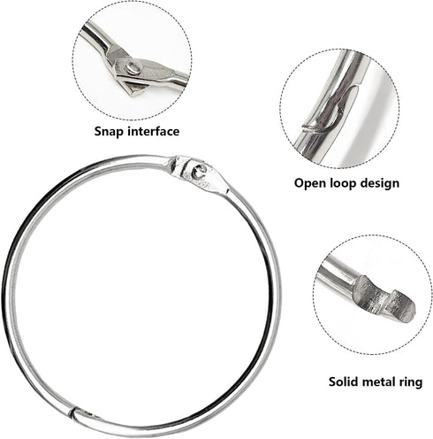 FavorFishFans (1.0In/30PCS) Metallic Loose Leaf Binder Rings, Nickel Plated, for Flash Cards Rings, Office Book Rings