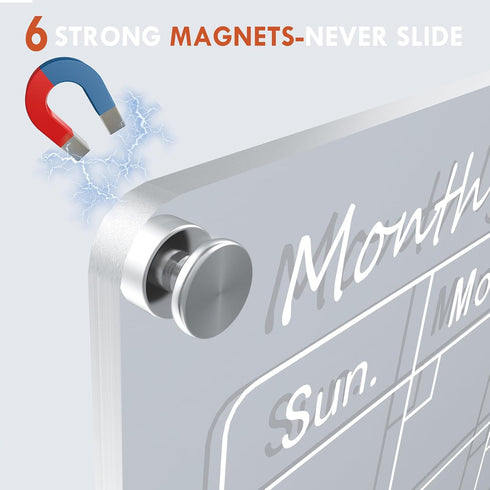 Magnetic Acrylic Calendar for Fridge,1 Pack 12"x16" Clear Fridge Calendar Dry Erase Magnetic Planning Boards Set(Monthly Planner_1) by SWSKR