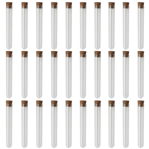 Seimneire 30 Pack Clear Test Tubes, Clear Vials with Sealing Caps and Corks,