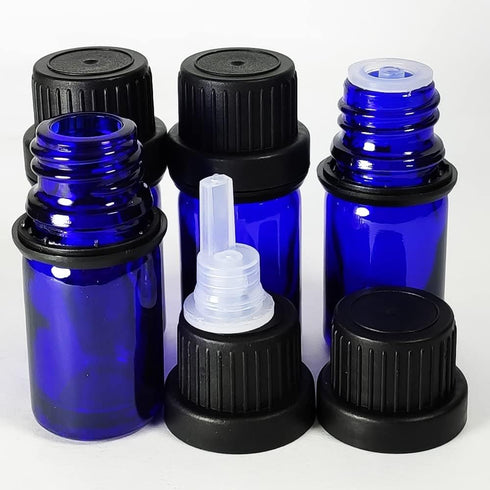 48Pack 1/6oz (5ml) Essential Oil Dropper Glass Bottles, Refillable Sample Vials with Orifice Reducer and Cap
