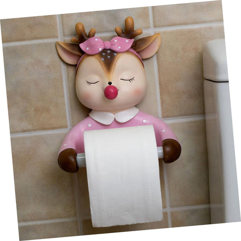 Generic Cartoon Deer Toilet Paper Holder Wall Mount Decorative Roll Paper Shelf Bathroom Tissue Storage Rack Cute