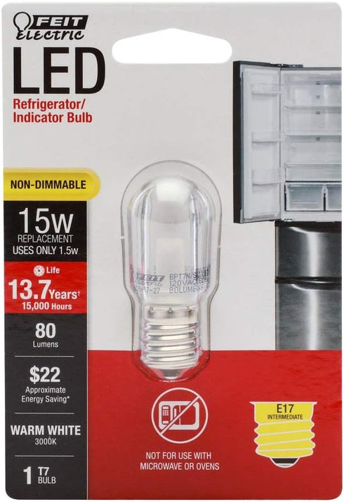 Feit Electric BPT7N/SU/LED Non-Dimmable Led Bulb, 15 W, 120 Vac, E17 (Intermediate) Base, Warm, 80 Lumens, White by Feit Electric
