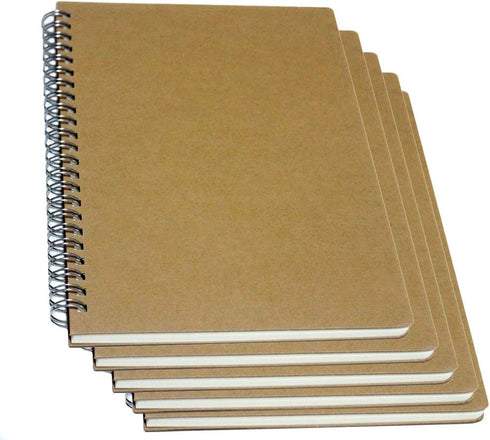 Spiral Notebook/Spiral Journal, Hardcover, 140 Pages (70 Sheets) with Wide Ruled, A5, 8.4" x 5.9", 5-pack