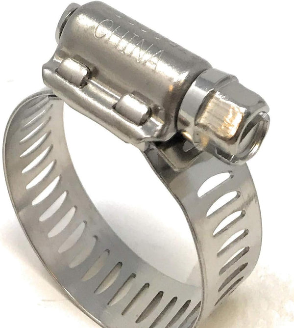 All Stainless Hose Clamp Size #12 (5/8" ~ 1-1/4"), 1/2" Bandwidth, Pack of 10