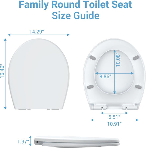 EcoExplorer Toilet Seat Cover,PP Round Toilet Seat With Toddler Seat Dual-Flip Soft-Close Lid & SecureLock Brass Bolts
