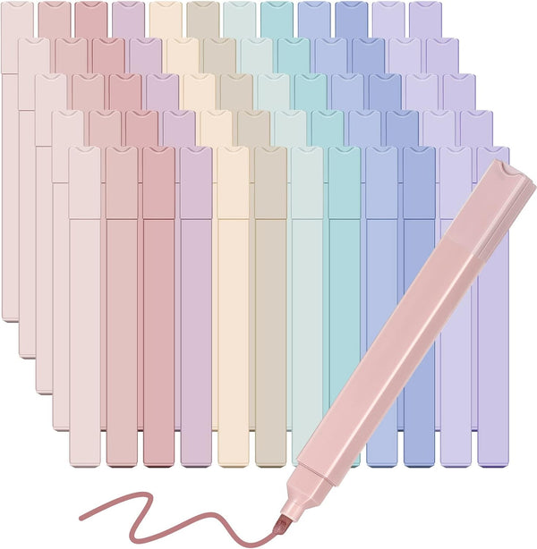 PerKoop 60 Pcs Pastel Highlighters, Aesthetic Cute Bible Highlighters, No Bleed Assorted Colors for Journal and School