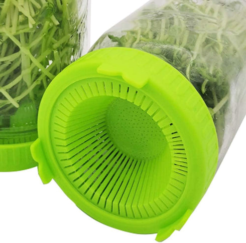 4Pcs GLOGLOW Nan Sprouting Lids, Plastic, Easy Drainage, Fits Jars, Ideal for Growing Broccoli Alfalfa Mung Lentil