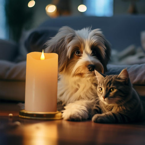 Battery Operated Flickering Candles, 3x5 inches Ivory Real Wax with Remote and Timer Options