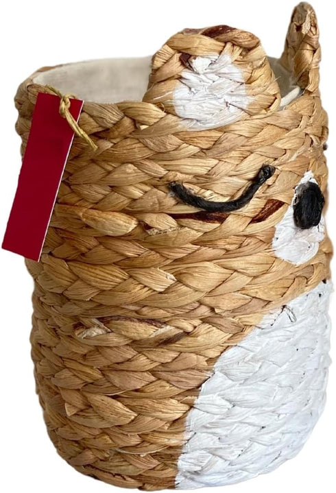 VIETBAS Holder-set 4 Cute Animal Woven Basket Organizer - Decorative Corgi Makeup Brush