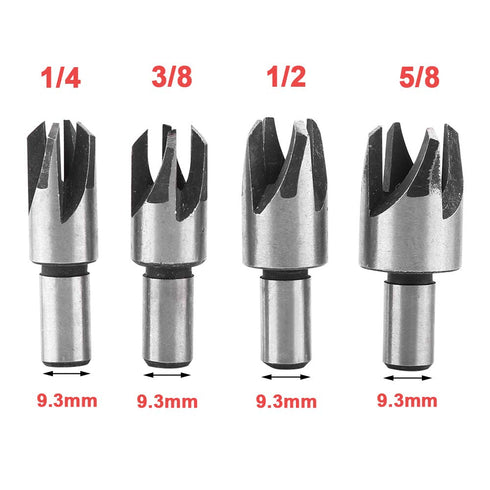 8Pcs Wood Plug Cutter Drill Bit Set, Carbon Steel Straight and Taper Claw, 5/8" 1/2" 3/8" 1/4"