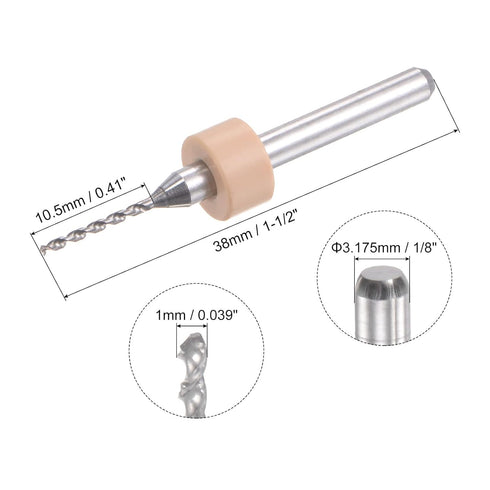 uxcell Micro PCB Drill Bit Set, 1/8" Shank 1mm Solid Tungsten Carbide CNC Engraving Print Circuit Board Drill Bits Rotary Tool 10pcs