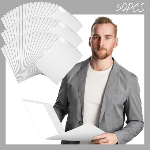 Jutom 50 Pcs Glossy Laminated Paper Folders, 2 Pocket Presentation Folder, Letter Size, White Color for Office Teacher