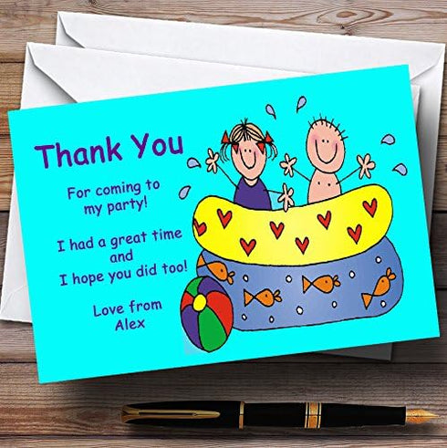 The Card Zoo Splash Swimming Pool Children's Personalized Party Thank You Cards
