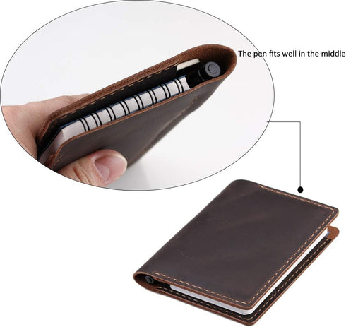 COFFEE Leather Cover for Rite in the Rain Top Spiral Notebooks, Handmade 3" x 5" Mini Pocket Notepad Holder