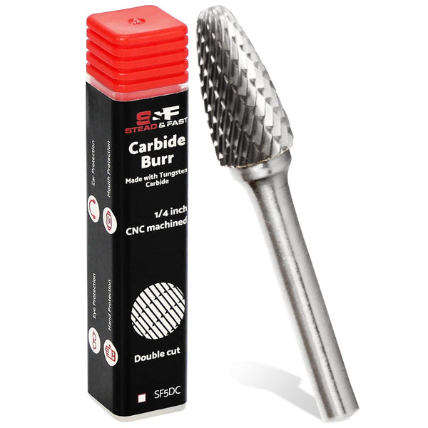 S&F STEAD & FAST Carbide Burr, ¼” Shank ½” Cutter Dia, Professional Grade Tungsten File for Die Grinder