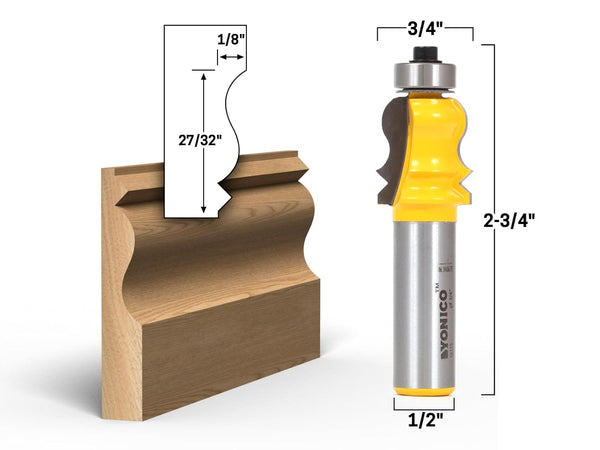Yonico Crown Cap Molding Router Bits - Small Elaborate 1/2-Inch Shank 16113