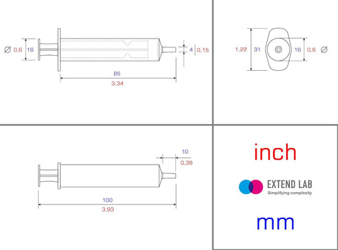 10ml/cc Plastic Syringe - Individually Sealed Measuring Syringe for Scientific Labs & Pet Feeding