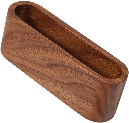MOPFOL Wooden Business Card Holder Case - Handmade Office Organizer with Wood Grain, Desktop Storage Box for Business