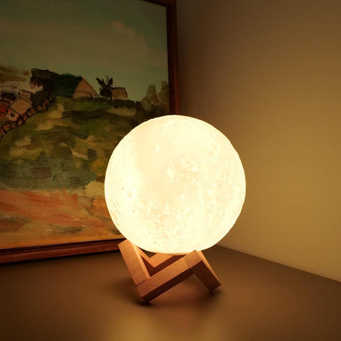 16 3D 4.8 INCH) LOGROTATE Moon Lamp, Colors LED Night Light for Kids Printing Moon Light with Stand& Remote/Touch