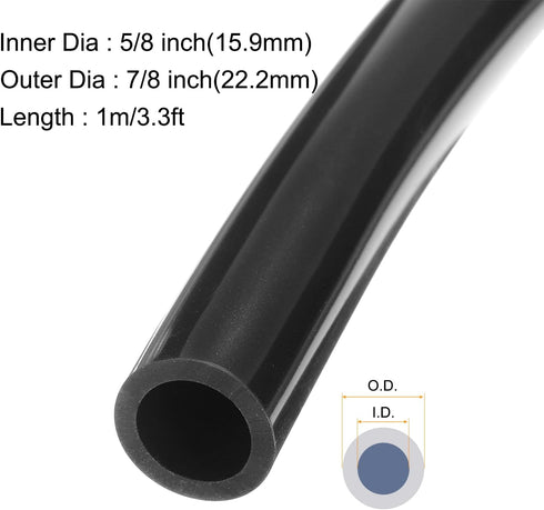 1m(3.3ft) 16mm(5/8") ID x 22.2mm(7/8") OD Silicone Tubing Black Industrial Plastic Tubing Pure Silicone Hoses for Pump Siphoning Draining Irrigation Brewing