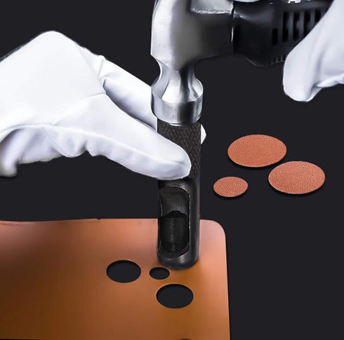 Spurtar Heavy Duty Hollow Punch Set (6 pcs), Round Leather Punch Kit with Storage Bag for Various Materials