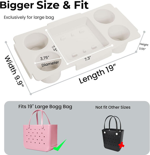 ZYTONGMAO Topper Tray for Bogg Bag Large Accessories - Waterproof EVA Table Top Organizer Tote Lid with Cup Holder
