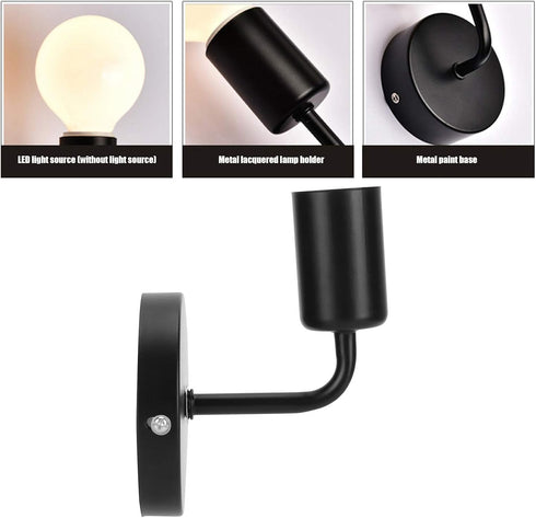 E27 AC85265V TOPINCN LED Sconces Wall Mounted Lamps Black Wall Light Fixture Retro Iron Single Head for Bedroom Living