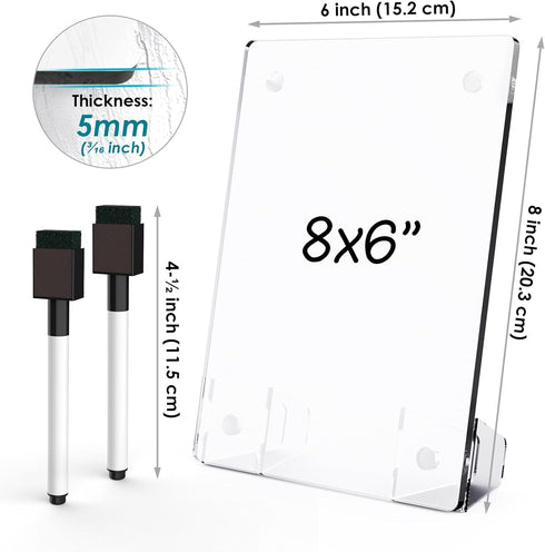 Frosted Acrylic White Board 8x6 Inches, Frameless Desktop Tablet Dry Erase Board with Flexible Magnetic Stand and