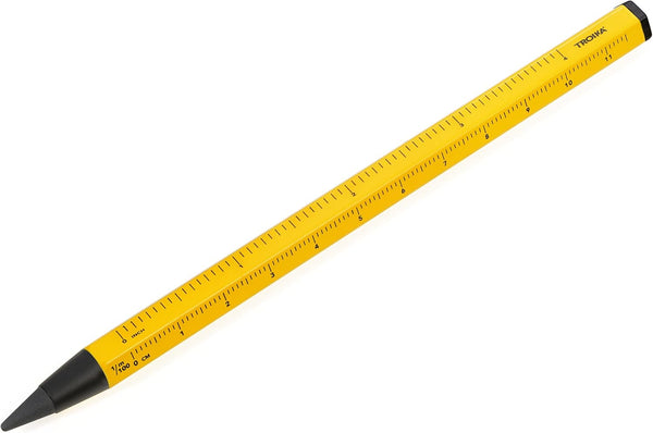 Troika Multitasking Pencil with Sustainable Endless Aluminium and Metal Tip Yellow Interchangeable Erasable