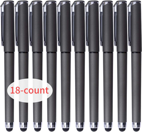 Generic 0.7mm 2-in-1 (18 Pack-Dark Black Gel Ink Rollerball Pens Gel Pens Stylus Pens Medium Point Pen for Office