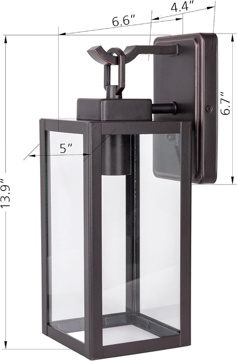E26 60W, 1-Pack LIT-PaTH Outdoor Wall Lantern, Wall Sconce as Porch Lighting Fixture, Medium Base Max Anti-Rust Metal