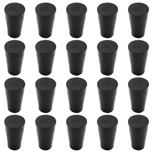 20 Pack Solid Rubber Stoppers - Size #00-15mm x 10mm Tapered Laboratory Test Tube Stopper Plug