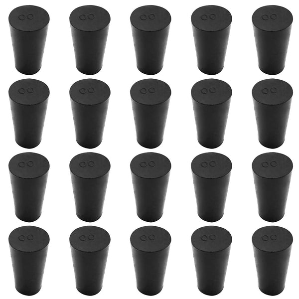 20 Pack Solid Rubber Stoppers - Size #00-15mm x 10mm Tapered Laboratory Test Tube Stopper Plug