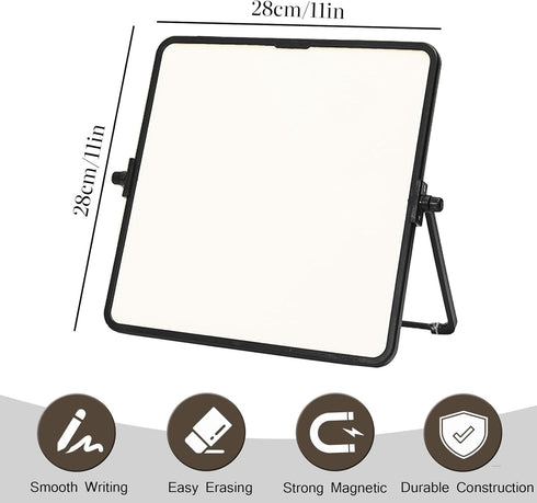 Dry Erase White Board, Magnetic Desktop Whiteboard with Stand, Wall Hanger, Portable Double-Sided Easel