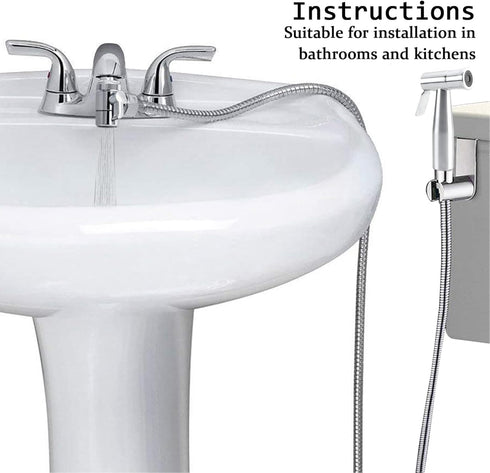59in G1/2, 55/64", 15/16" Bidet Stainless Steel Hand Shower, Kitchen Bathroom Pet Bathing Shower Head with Hose