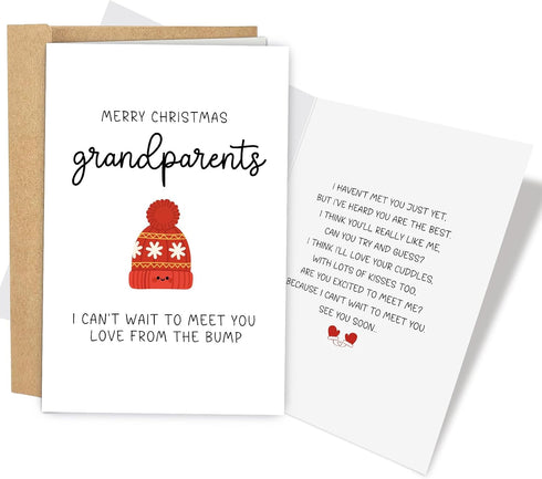 Naixiwen Christmas Pregnancy Announcement Card for Grandparents to Be, Christmas Pregnancy Reveal Card,