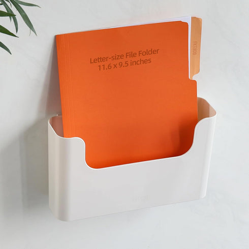 Wall Mount Folder Holder File Organizer, No Drilling Hanging File Mail Organizer, Office Supplies Storage, Single