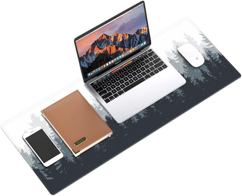 Galdas XXL Gaming Mouse Mat with Forest Background Pattern, Non-Slip Rubber, Stitched Edges, Thin Pad (31.5 x 11.8 x