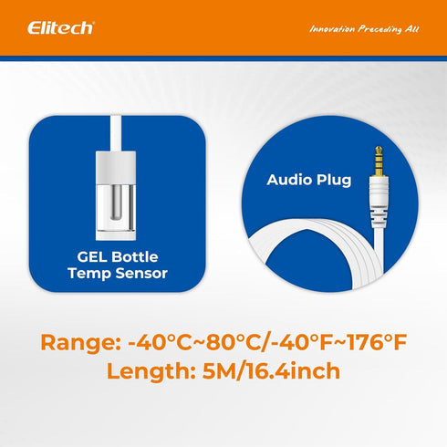 Elitech External Glycol Bottle Temperature Probe, Temperature Sensor for RCW-360Pro Device, Monitor -40~176?