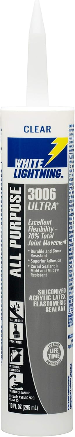 White Lightning W11001010 3006 Ultra All Purpose Elastomeric Sealant, Clear, 10 fl. oz.