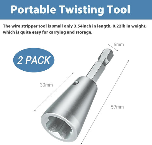Wire Twister Tool for Drill, 2 PCS Electric Wire Twister Tool with 6mm Hex Shank for Quick Stripping