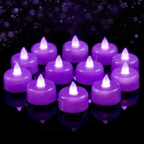 Amagic 12 Pack Purple Flameless LED Tea Lights Candles Battery Operated, Electric