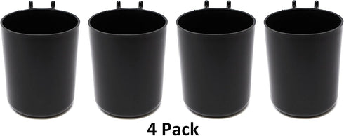 JSP Manufacturing Plastic Pegboard 3 inch Hanging Cup Hook Storage Organizer for Crafts/Office or Art Supplies/Tools Organizing Peg Board Accessories - Multi-Colors Multi-Quantity Packs (4, Black) by JSP Manufacturing
